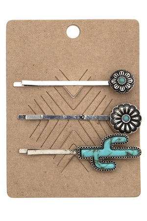 CACTUS WESTERN GEM HAIR PIN SET