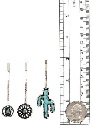 CACTUS WESTERN GEM HAIR PIN SET