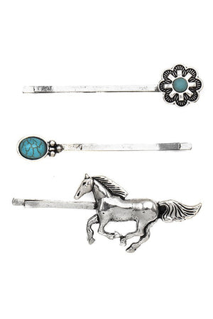 HORSE MIX CHARM HAIR PIN SET