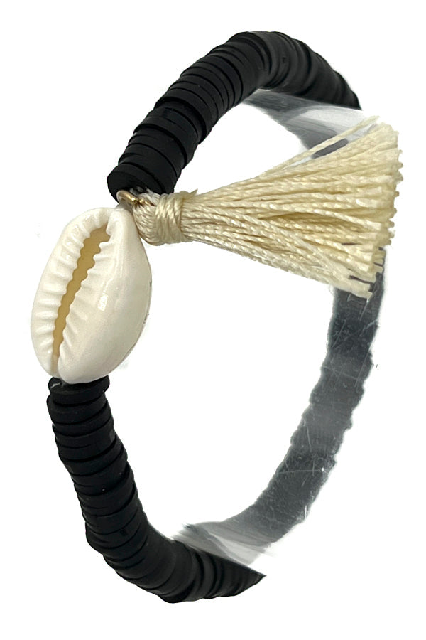 Disk Bead Shell Tassel Bracelet