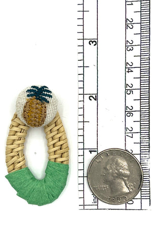 Straw Woven Pineapple Accent Post Earring