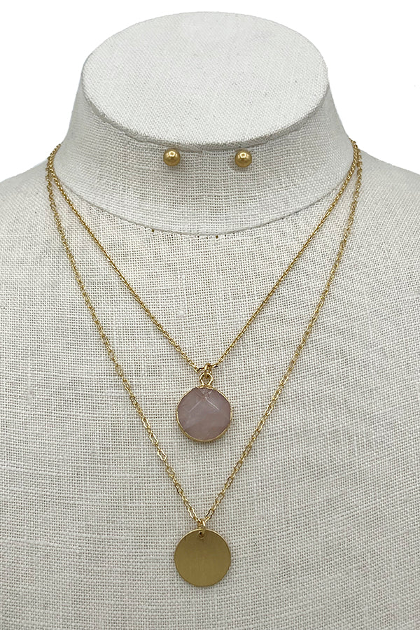 Layerd Round Pendant Necklace