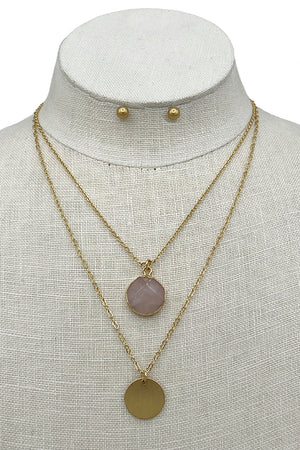 Layerd Round Pendant Necklace