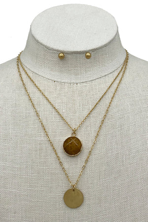 Layerd Round Pendant Necklace