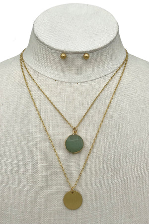 Layerd Round Pendant Necklace