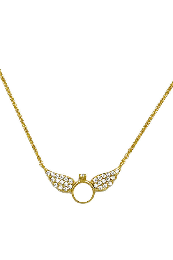 Winged Ring Pendant Necklace