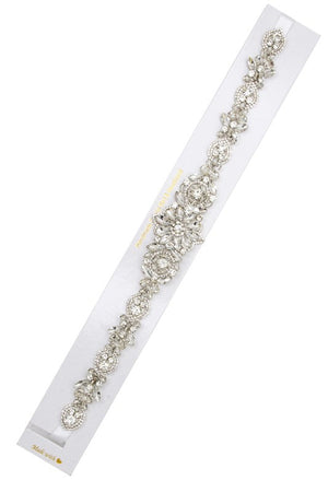 FLORAL CRYSTAL GEM PAVE HEADBAND/SASH BELT