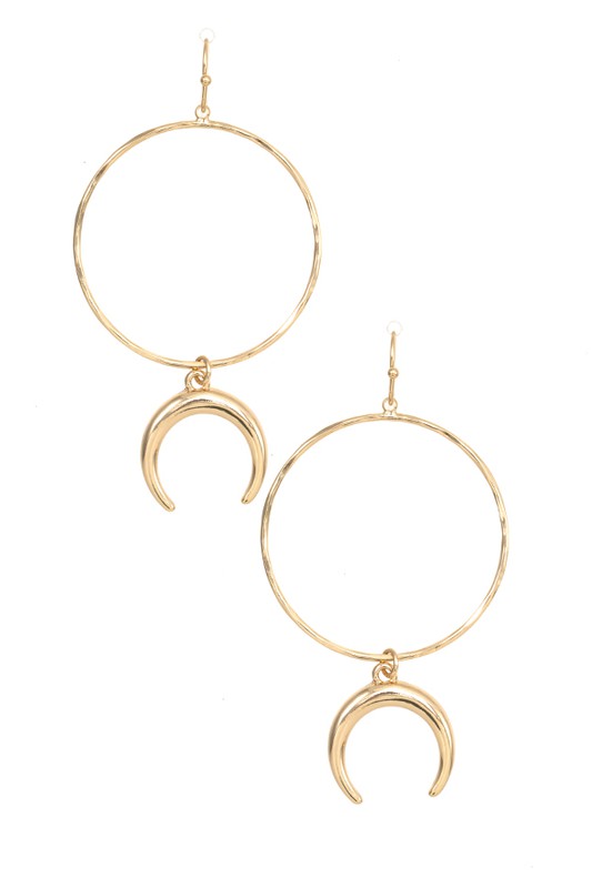 ROUND CREASCENT LINK DANGLE EARRING