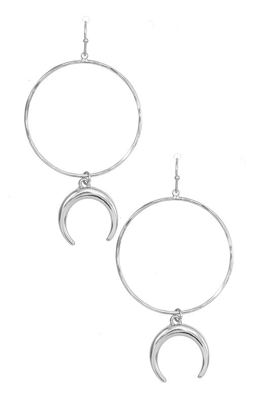 ROUND CREASCENT LINK DANGLE EARRING