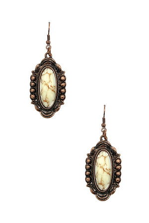 Oval Framed Gem Dangle Earring