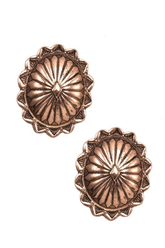 OVAL CONCHO DETAIL CLIP ON EARRING