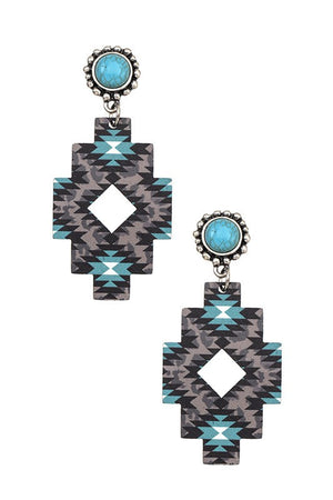 NAVAJO PRINT WOODEN EARRING