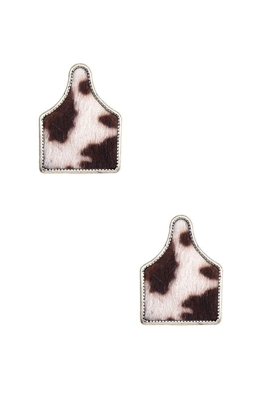 CATTLE TAG PRINT DROP EARRING