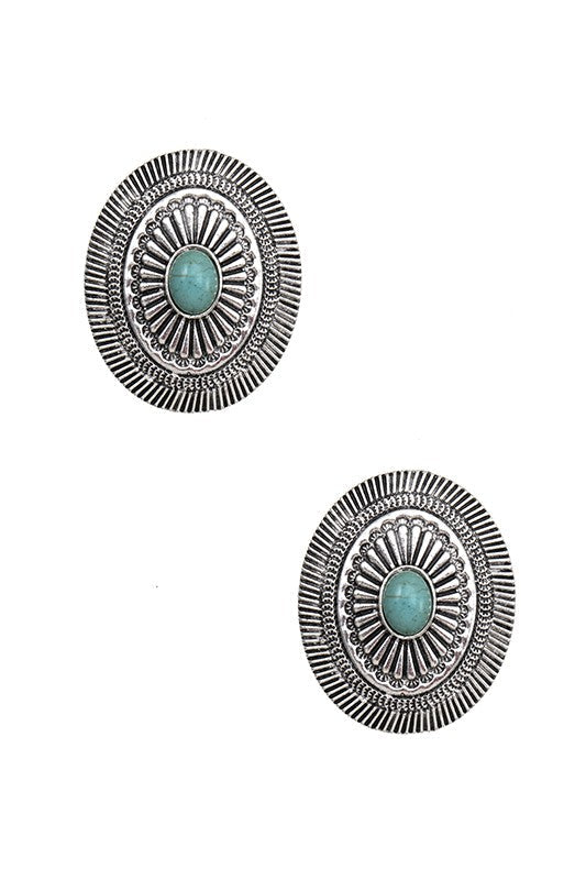LINE DETAIL GEM PAVE OVAL POST EARRING