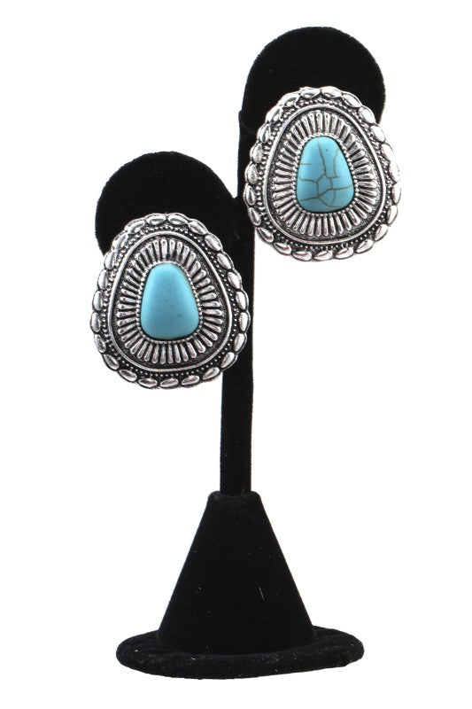 GEMSTONE PAVE DETAIL POST EARRING