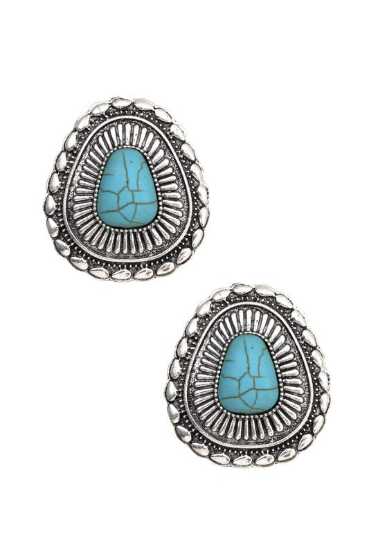 GEMSTONE PAVE DETAIL POST EARRING