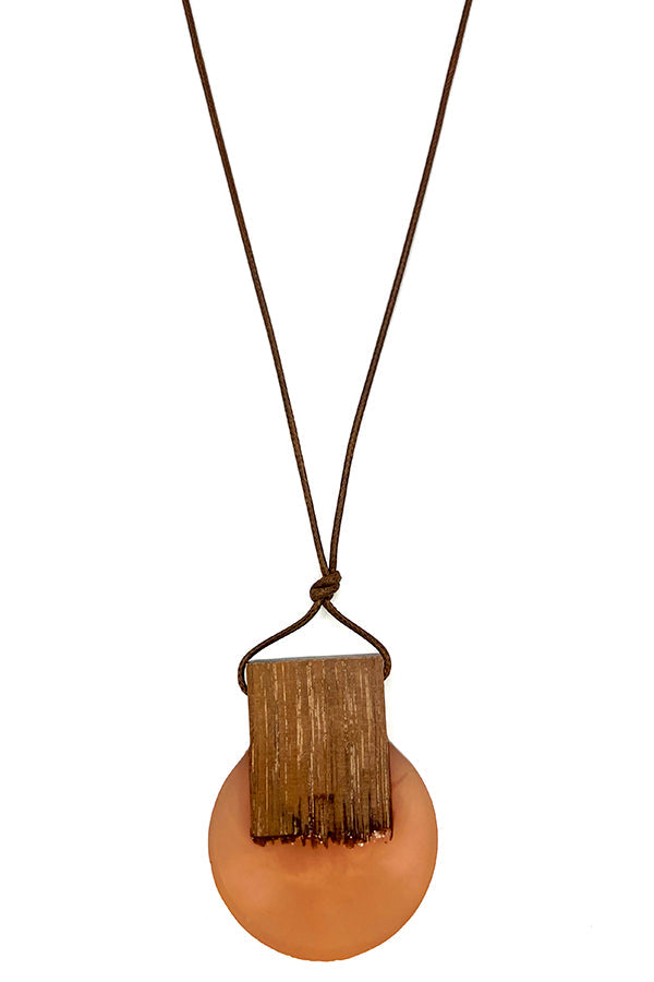 Semi Round Wood Accent Necklace