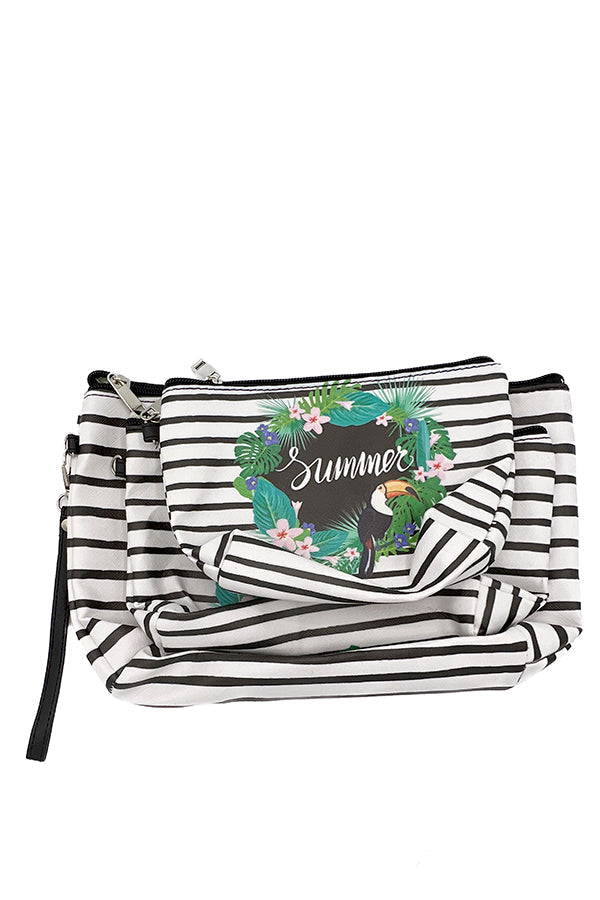 Summer Stripe Multi Pouch Bag