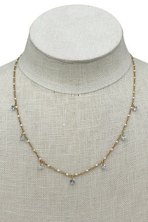 Seed Bead Crystal Gem Collar Necklace