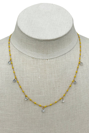 Seed Bead Crystal Gem Collar Necklace