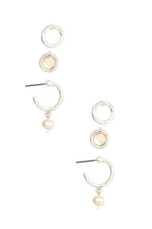 ROUND PEARL DROP MIX EARRING SET