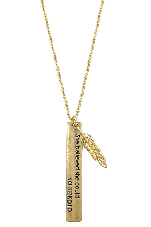 Believe Message for Her Pendant Long Necklace