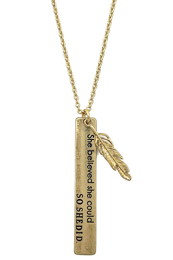 Believe Message for Her Pendant Long Necklace