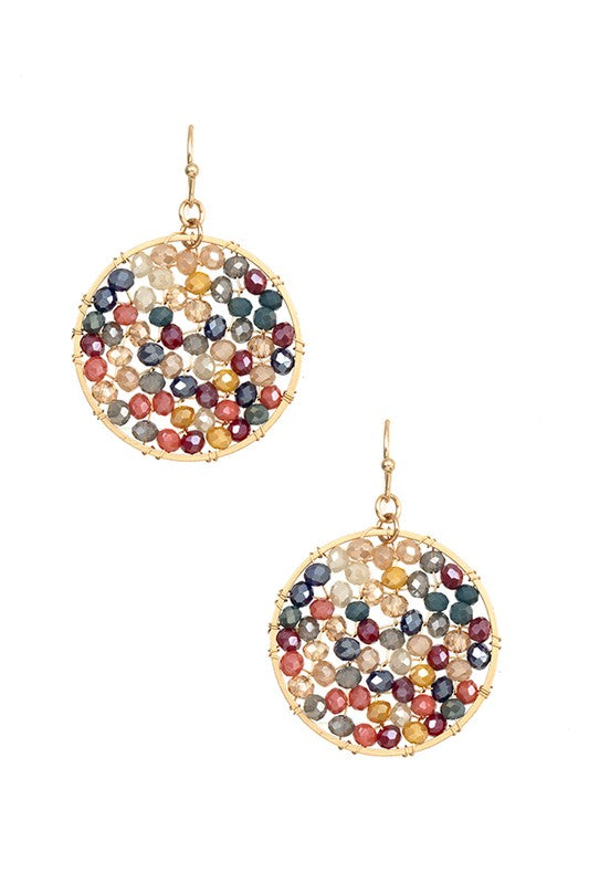 WIRED GLASS BEAD ROUND EARRING