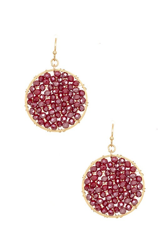 WIRED GLASS BEAD ROUND EARRING