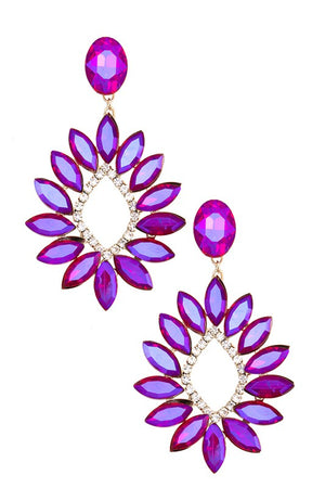 FACETED CRYSTAL FLORAL EARRING