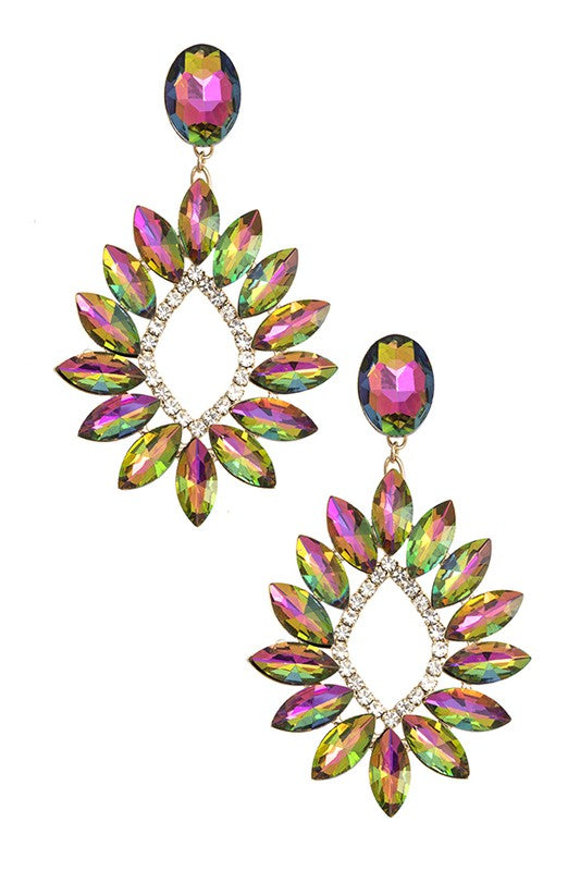 FACETED CRYSTAL FLORAL EARRING