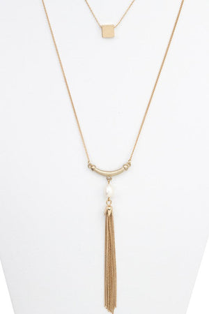 LAYERED TASSEL PENDANT LONG NECKLACE SET