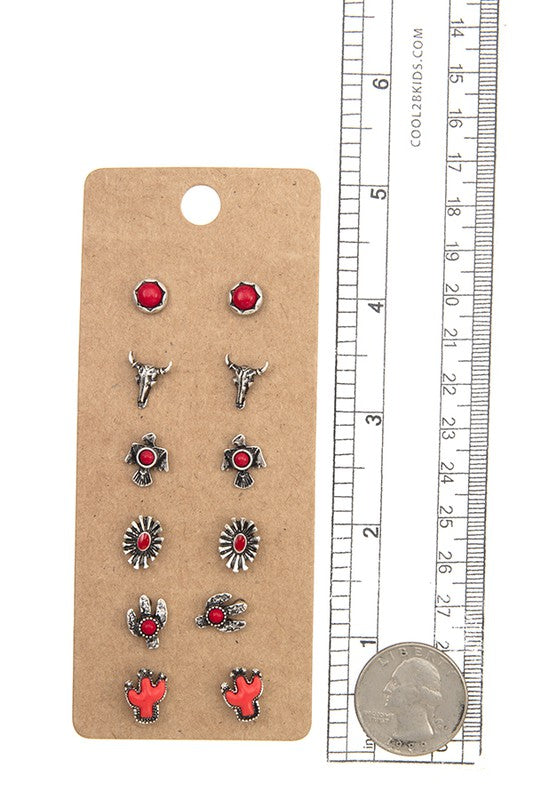 ETCHED CACTUS MIX WESTERN POST EARRING