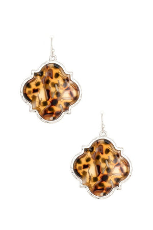 ACETATE CLOVER FRAMED EARRING