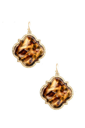 ACETATE CLOVER FRAMED EARRING