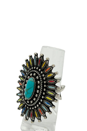 Multi Color Spike Cuff Ring