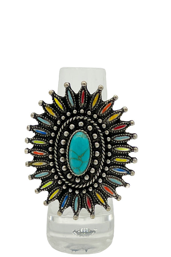 Multi Color Spike Cuff Ring