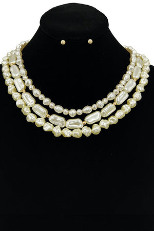 Layered Pearl Collar Necklace Set