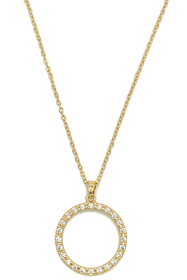 Cubic Zirconia Round Pendant Necklace