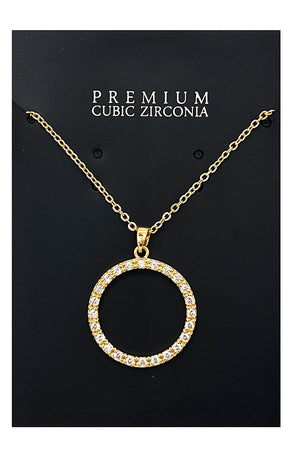 Cubic Zirconia Round Pendant Necklace