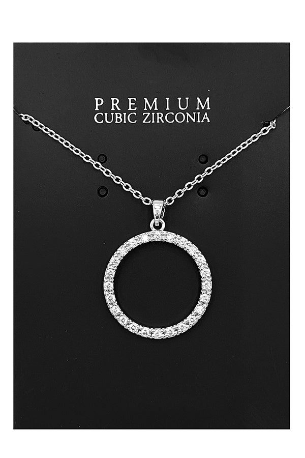 Cubic Zirconia Round Pendant Necklace