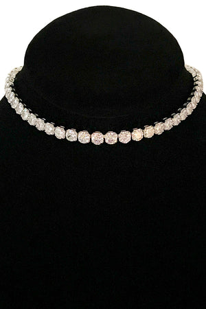 Aligned Cubic Zirconia Collar Necklace