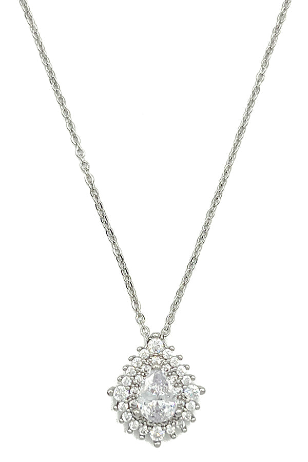 Cubic ZIrconia Teardrop Pendant Necklace