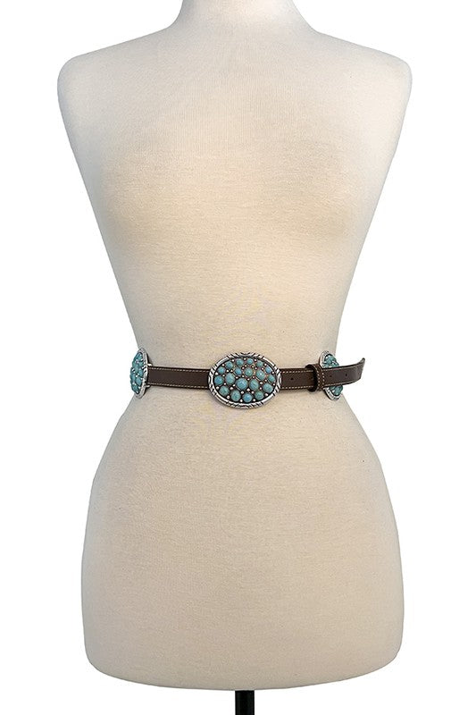 Oval Gem Station Fashion Belt