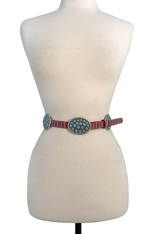 Oval Gem Station Fashion Belt