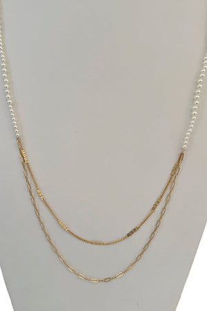 Pearl Bead Chain Pendant Long Necklace