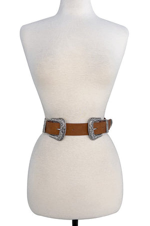 Etched Double Sided Buckle Fashion Belt