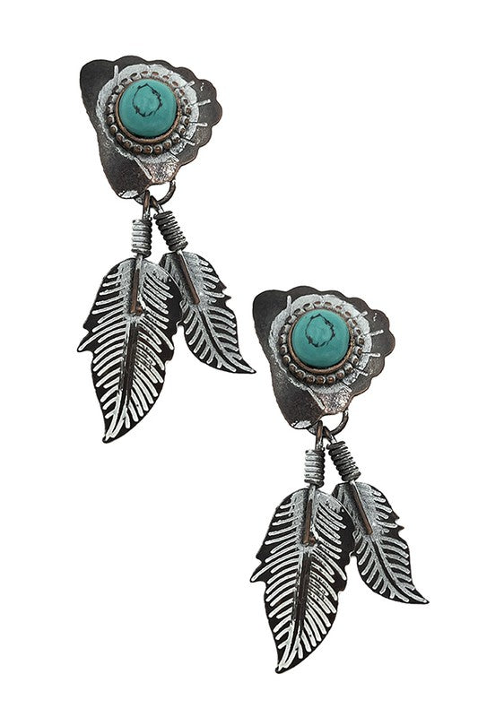Etched Tribal Leaf Earring