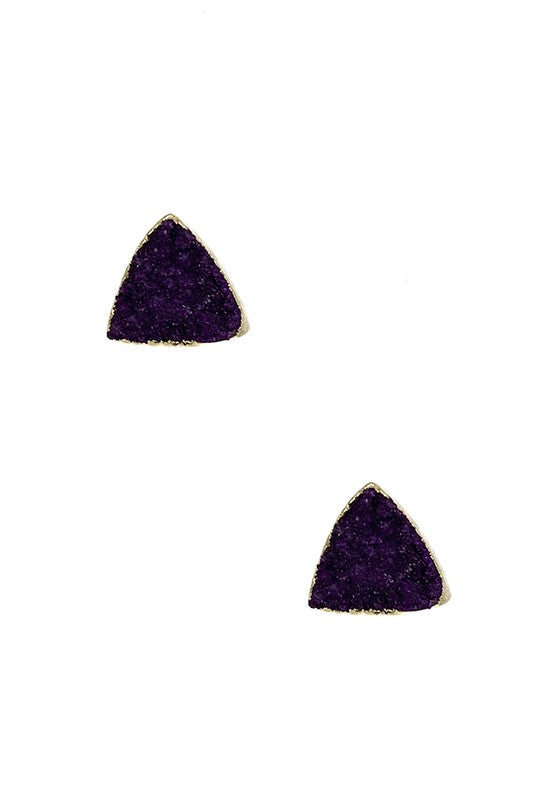 Druzy Triangle Post Earring