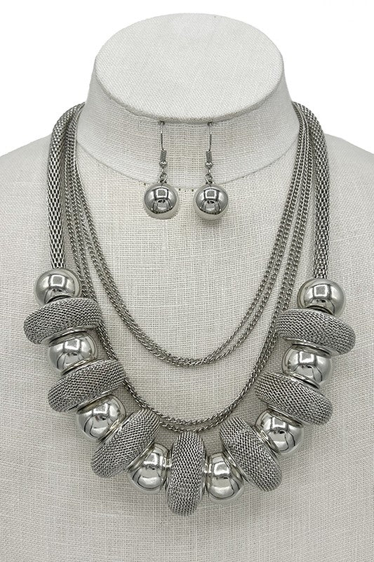 Mesh Chain Ring Necklace Set